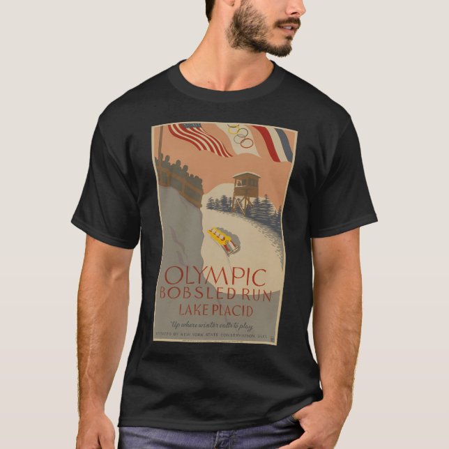 Camiseta Lake Placid Adirondacks Vintage Bobsled (Anverso)