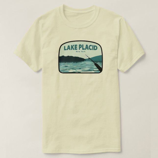 Camiseta Lake Placid New York Fish Rod (Diseño del anverso)
