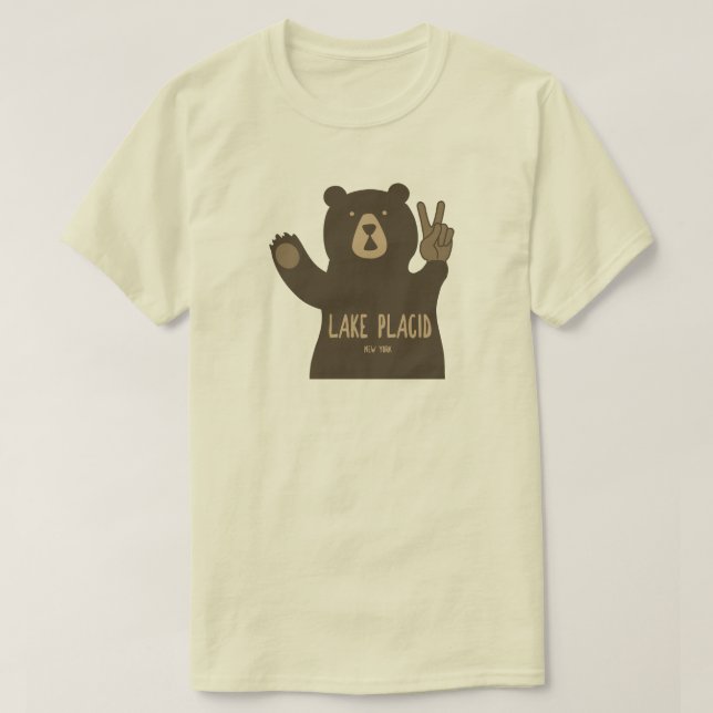 Camiseta Lake Placid New York Peace Bear (Diseño del anverso)