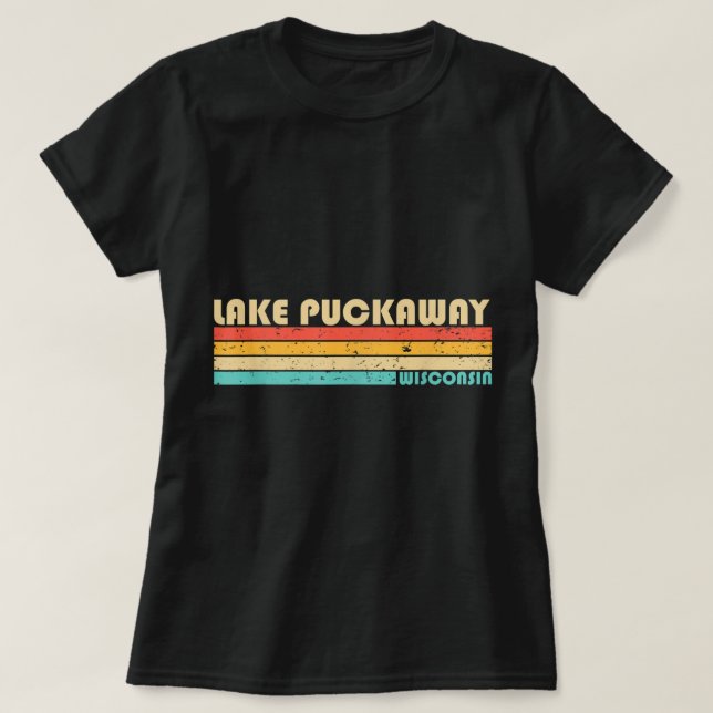 Camiseta LAKE PUCKAWAY WISCONSIN Gracioso Camping Pesquero  (Diseño del anverso)