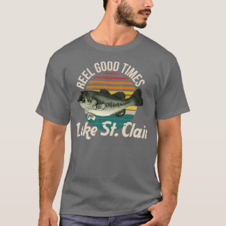 Camiseta Lake St Clair Reel Good Times Lakes Fisherman Vint