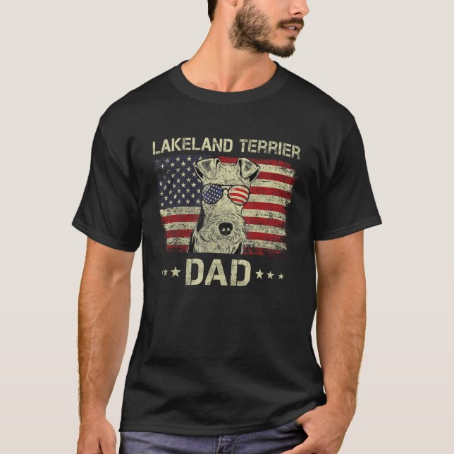 Camiseta Lakeland Terrier Dad Dog  American Flag 4th Of Jul (Anverso)