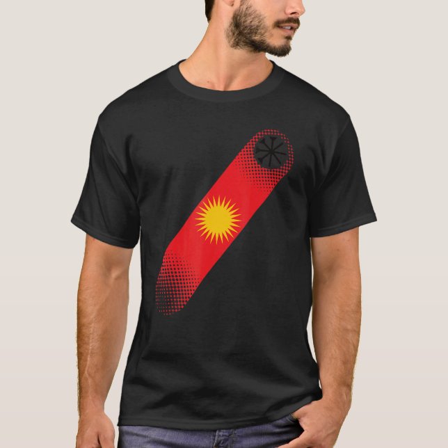 Camiseta Lalish Ezyxan flag Yazidi design Melek Taus Ezidi  (Anverso)