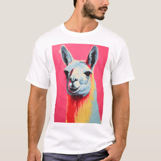 Camiseta Lama face colors, hand drawn silk screen