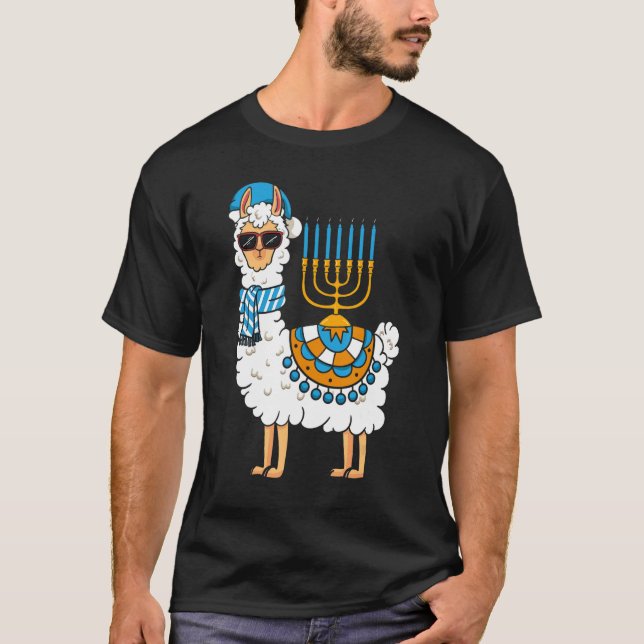 Camiseta Lama Hanukkah Feliz Hanukah Pajama, familia Matchi (Anverso)