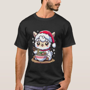 Camiseta Lama Ramen Santa Hat Navidades japoneses Alpaca Xm
