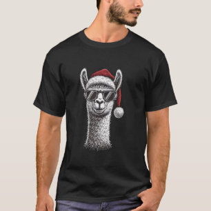 Camiseta Lama Santa Hat Navidades Alpaca Navidad