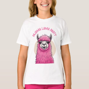 Camiseta Lama sonriente rosa feliz