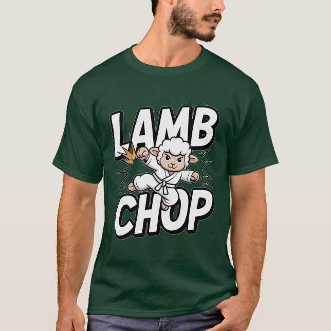 Camiseta Lamb Chop! Funny Karate Lamb in Gi (Anverso)