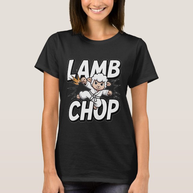 Camiseta Lamb Chop! Funny Karate Lamb in Gi (Anverso)