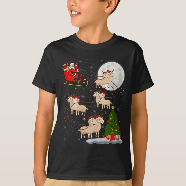 Camiseta Lambs Sheep Santa Sleigh Flying Funny Magical Chri (Anverso)