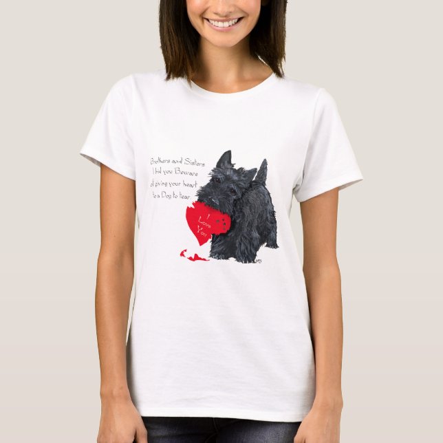 Camiseta Lamento de San Valentín del juguetón Terrier Escoc (Anverso)