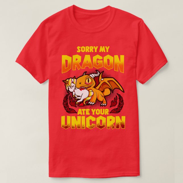 Camiseta Lamento que mi dragón haya comido tu unicornio (Diseño del anverso)