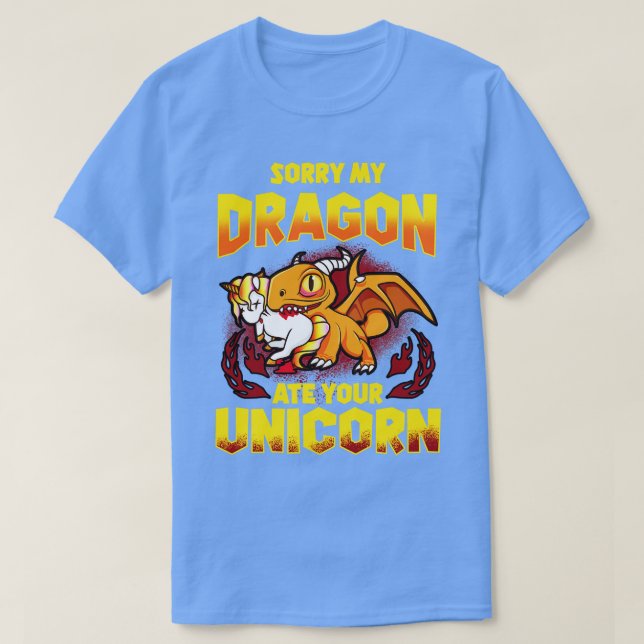 Camiseta Lamento que mi dragón haya comido tu unicornio (Diseño del anverso)