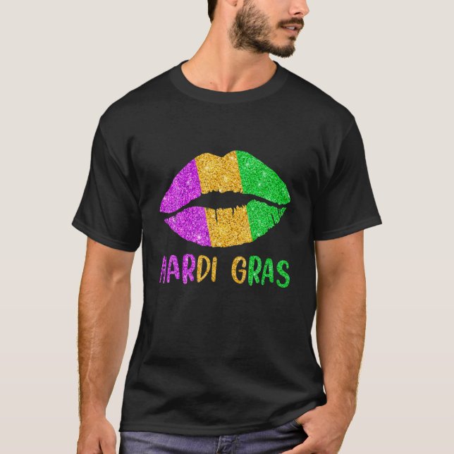 Camiseta Lámina de goteo mordiendo flores De Lys Mardi Gras (Anverso)
