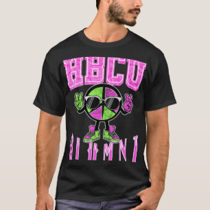 Camiseta Láminas de aluminio HBCU rosadas y verdes para muj