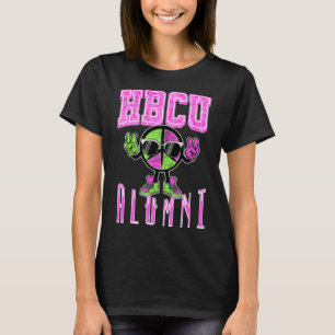 Camiseta Láminas de aluminio HBCU rosadas y verdes para muj
