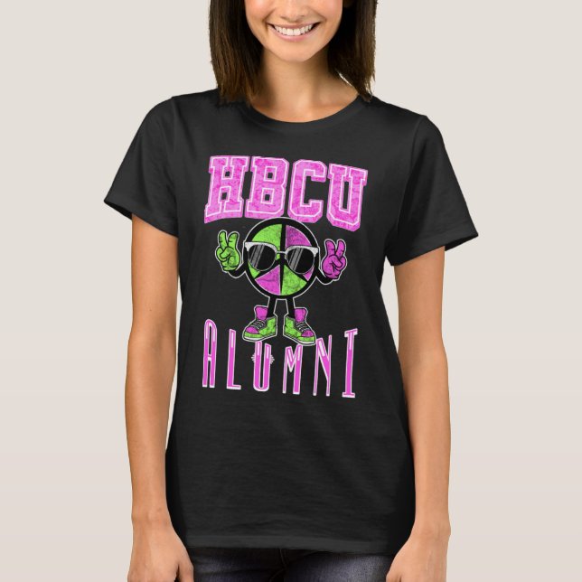 Camiseta Láminas de aluminio HBCU rosadas y verdes para muj (Anverso)