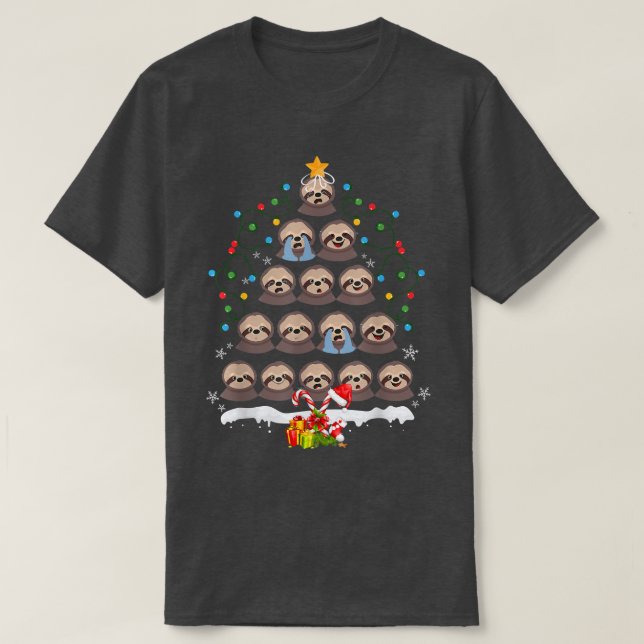 Camiseta Láminas de árbol de Navidad iluminan Santa Hat Lov (Diseño del anverso)