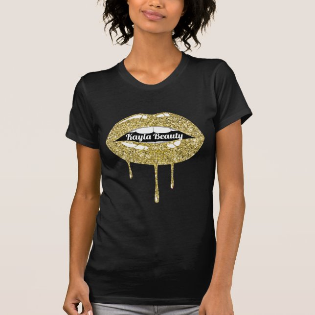 Camiseta Láminas de goteo de Purpurina Glam Beauty de lujo  (Anverso)