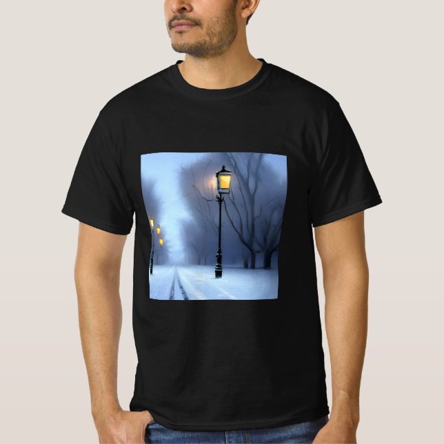 Camiseta Lámparas Callejeras Que Brillan En Invierno De Mar (Anverso)