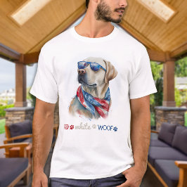 Camiseta Lana Blanca Roja Patriótica Labrador Perro 4 De Ju