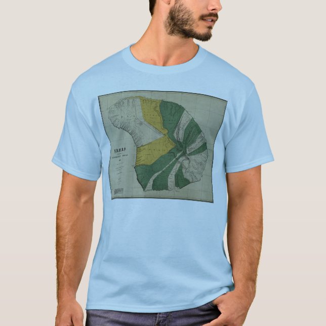 Camiseta Lanai, 1878, mapa de Hawaii del vintage (Anverso)