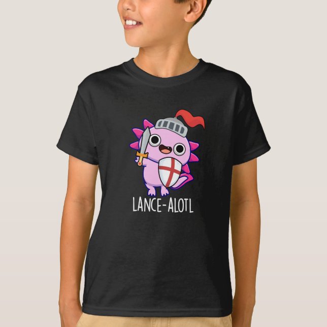 Camiseta Lance-a-lotl Funny Axolotl Knight Pun Dark BG (Anverso)