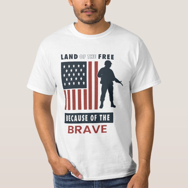 Camiseta Land of the Free Because of the Brave Patriotic (Anverso)