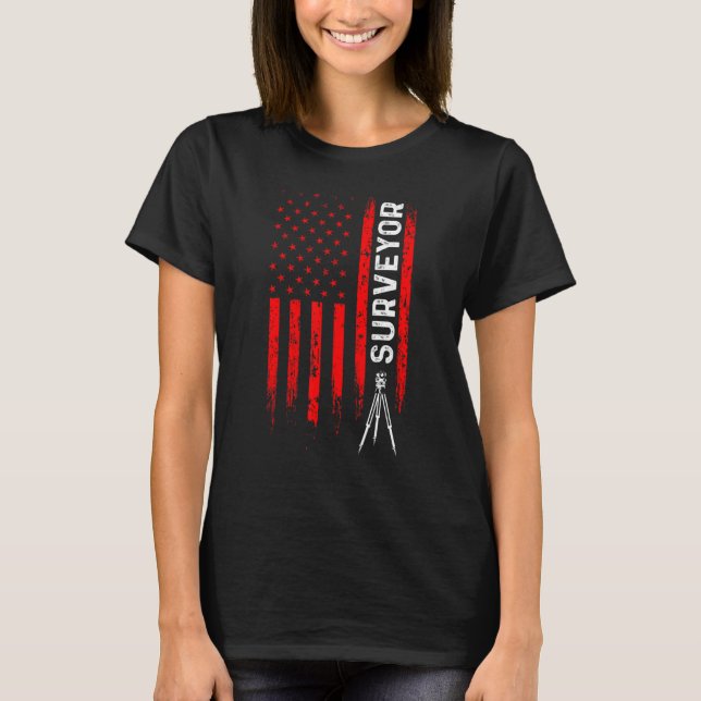 Camiseta Land Surveying USA Flag  Surveyor 1 (Anverso)