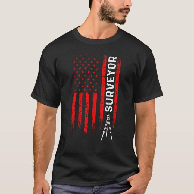 Camiseta Land Surveying USA Flag  Surveyor 1 (Anverso)