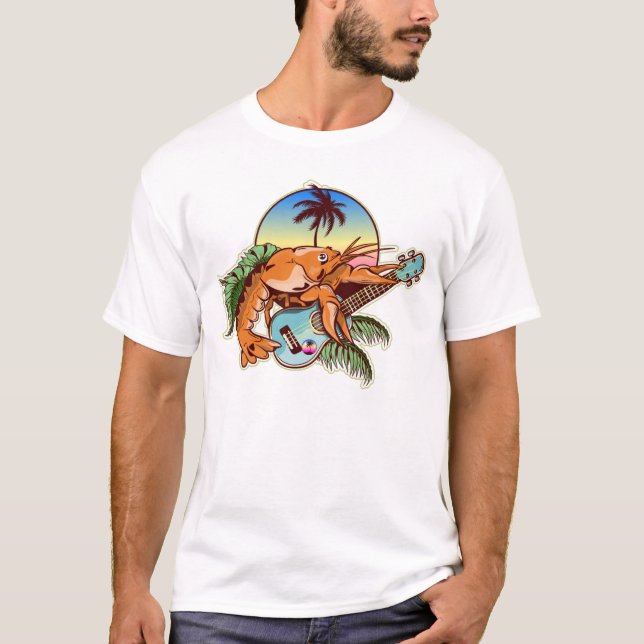 Camiseta langosta divertida tocando ukulele (Anverso)
