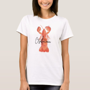 Camiseta Langosta Pintada a Mano Crustáceo Cangrejo de Río 