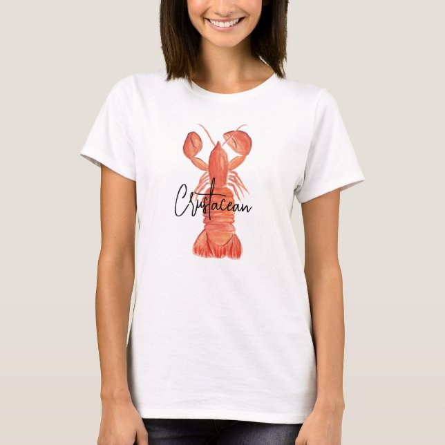 Camiseta Langosta Pintada a Mano Crustáceo Cangrejo de Río  (Anverso)
