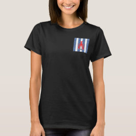 Camiseta Langosta roja en franjas de denim azules y blancas