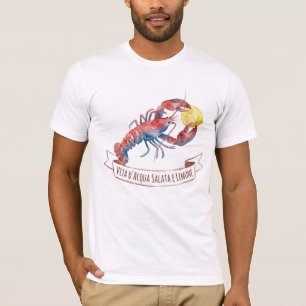 Camiseta Langosta y limón italiano acuarela
