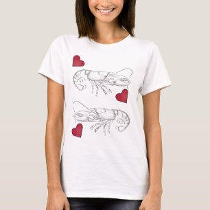Camiseta Langostas de época -corazones rojos