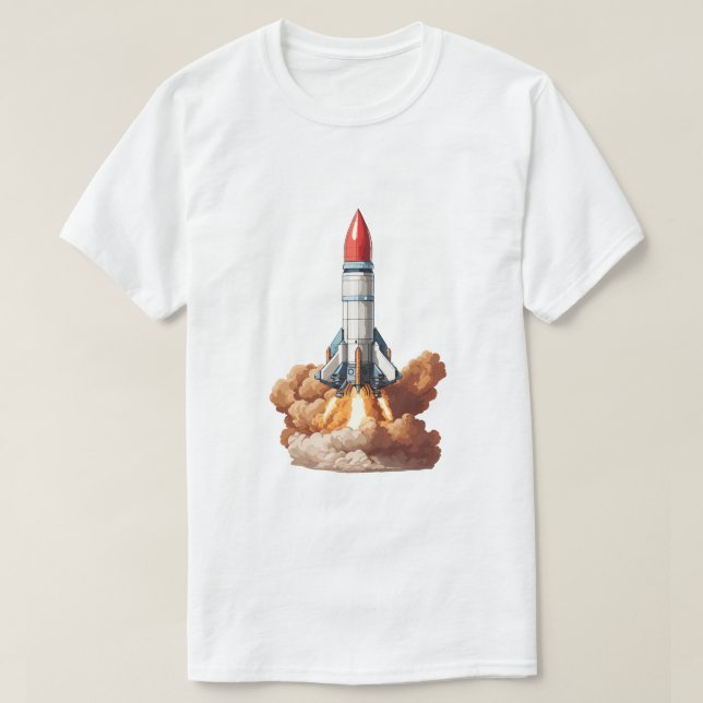 Camiseta Lanzamiento de cohete espacial (Diseño del anverso)