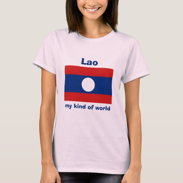 Camiseta Laos Bandera + Mapa + Texto (Anverso)