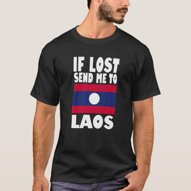 Camiseta Laos Flag Design  If lost send me to Laos Premium (Anverso)
