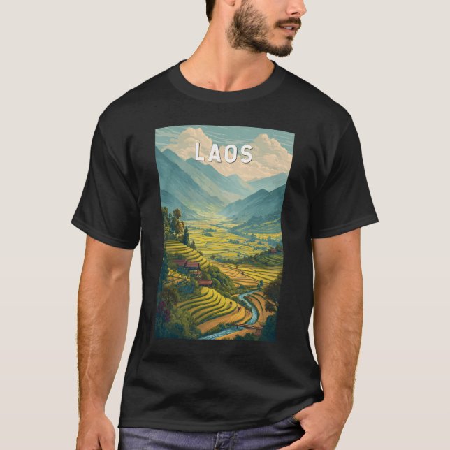 Camiseta Laos Illustration Travel Art Vintage (Anverso)