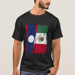 Camiseta Laos México Media Bandera Laotiano Patrimonio Mexi
