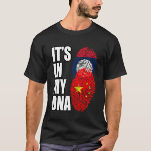 Camiseta Laos Y China Mezclan La Bandera Del Patrimonio De 