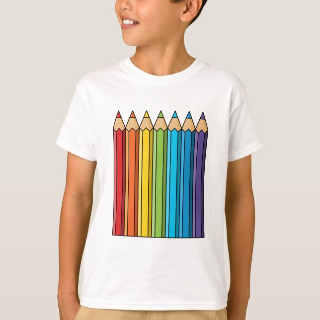Camiseta Lápices de colores arcoiris (Anverso)