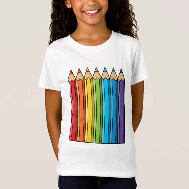 Camiseta Lápices de colores arcoiris (Anverso)