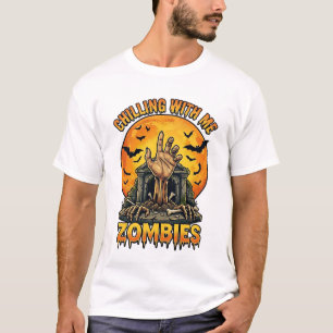 Camiseta Lápida de mano de zombies escalofriantes Murciélag