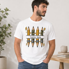 Camiseta Lápiz Camuflaje Perno de Rayo Sonriente Dividido P