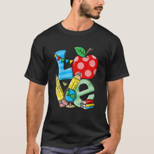 Camiseta Lápiz de amor de Apple primer día profesor univers