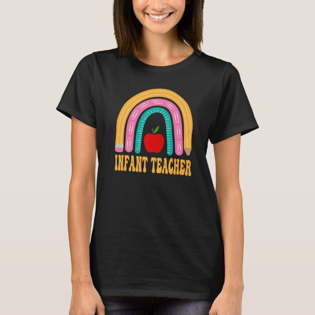 Camiseta Lápiz de arcoiris del profesor de infantes de vuel (Anverso)