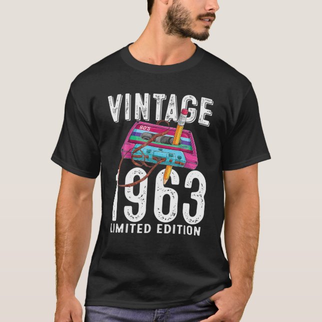 Camiseta Lápiz de cinta cassette de cumpleaños 1963 60 (Anverso)